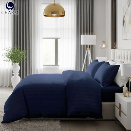 ชุดเครื่องนอน 6 ฟุต 6 ชิ้น CHARM ผ้าซาตินลายริ้ว สีกรม_5